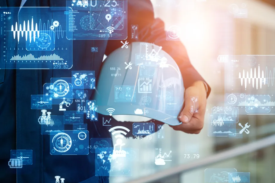 Industrielles Technologiekonzept. Kommunikationsnetz. INDUSTRIE 4.0. Fabrikautomatisierung.
