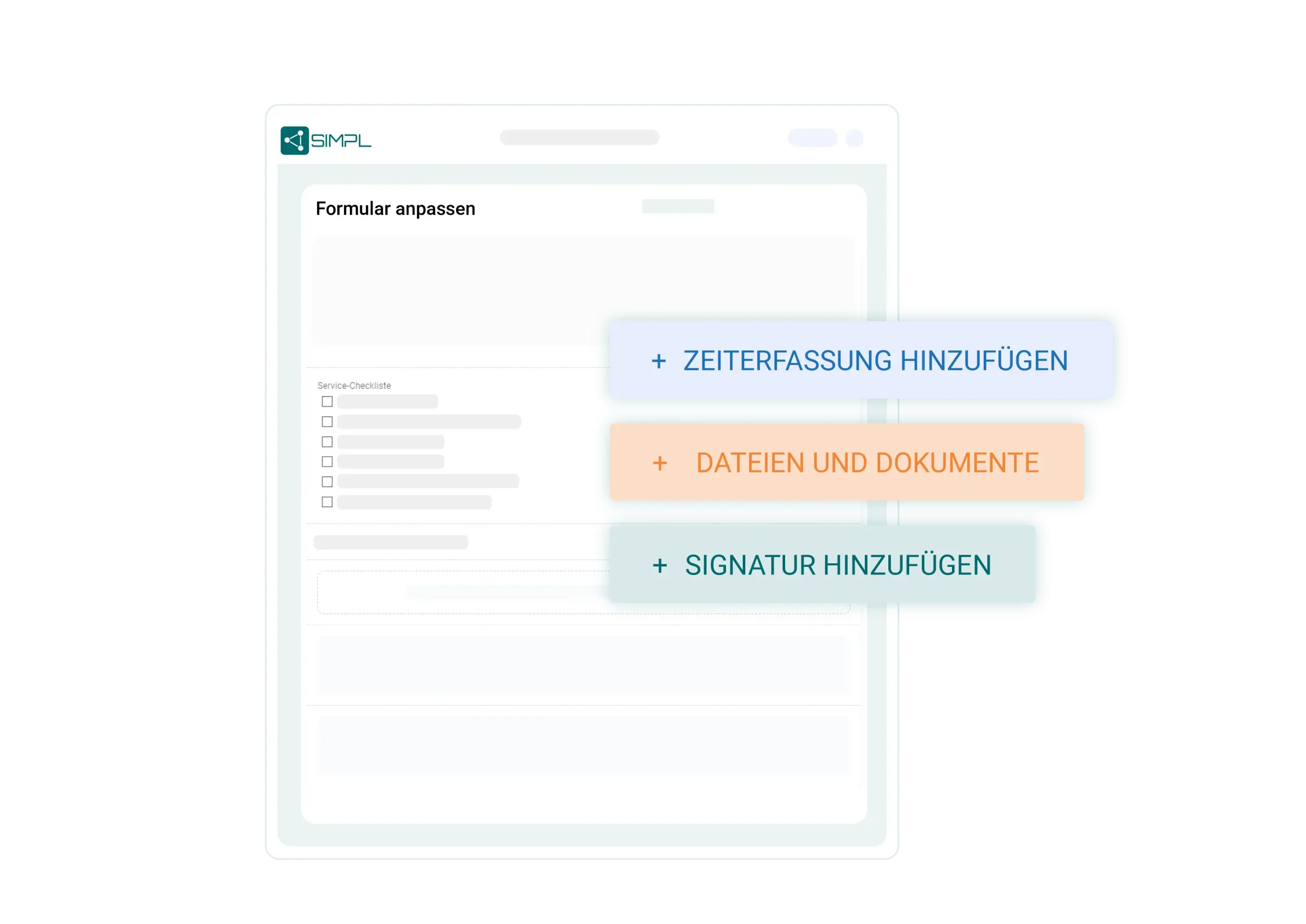 Digitales Formular mit Möglichkeit zur Zeiterfassung, Upload von Dateien und Dokumenten und Signaturen