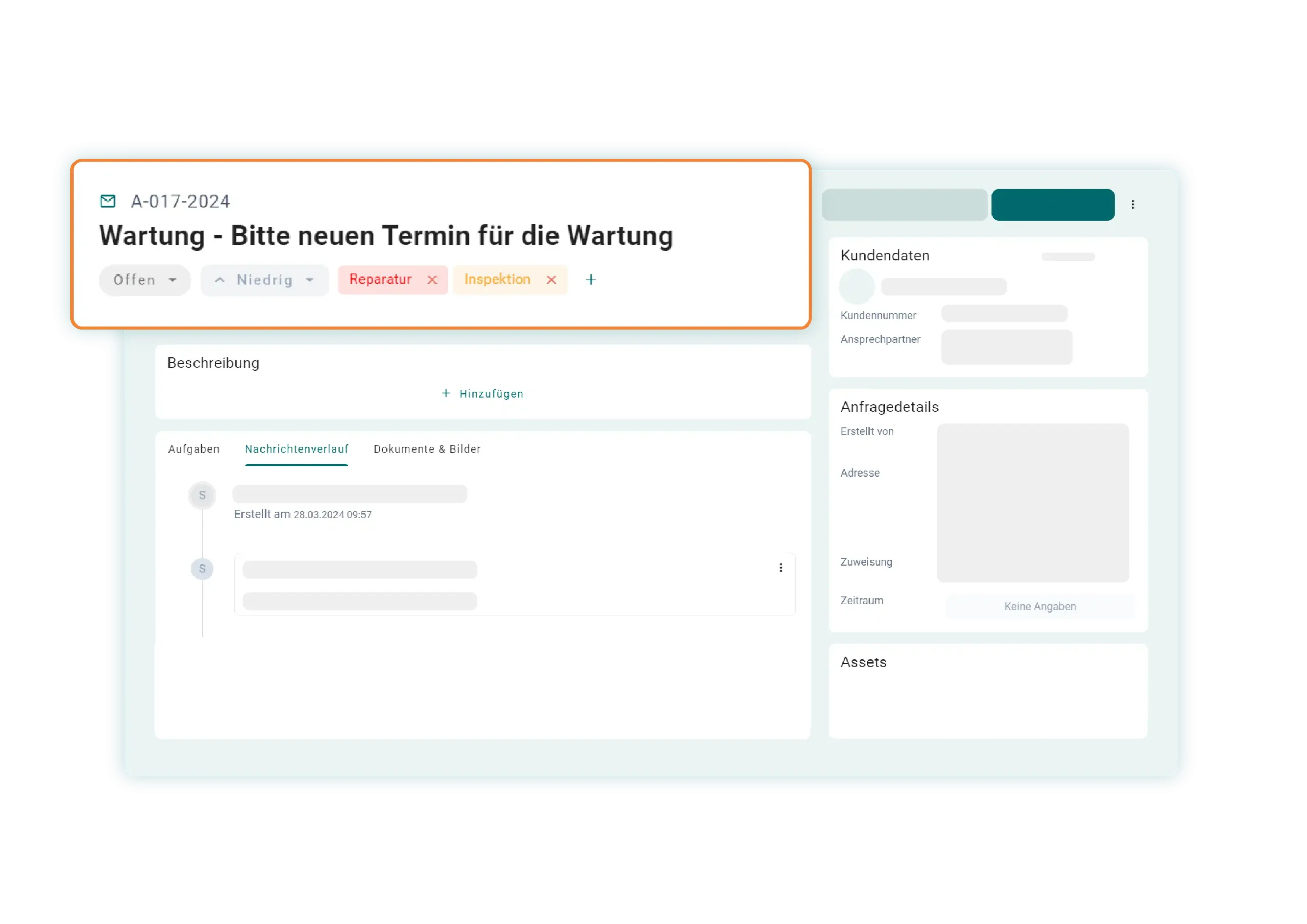 Wartungen über ein Ticket melden und digital erfassen