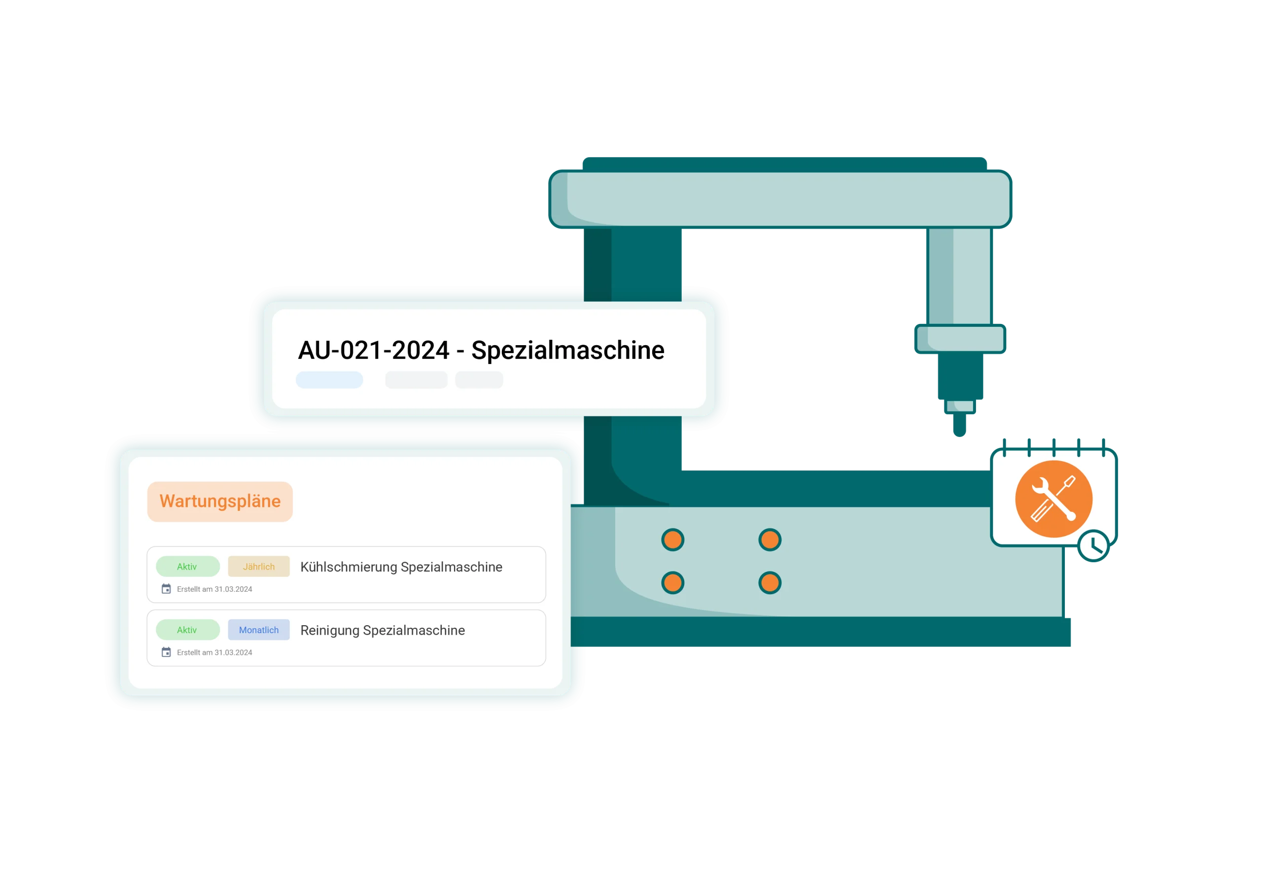 Aktive Wartungspläne an der Spezialmaschine